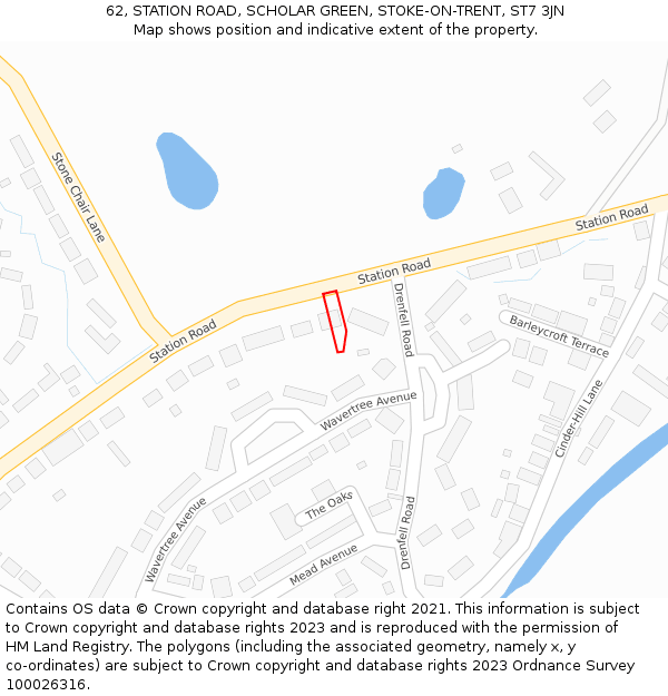 62, STATION ROAD, SCHOLAR GREEN, STOKE-ON-TRENT, ST7 3JN: Location map and indicative extent of plot