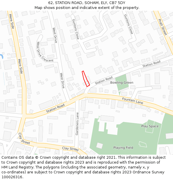 62, STATION ROAD, SOHAM, ELY, CB7 5DY: Location map and indicative extent of plot