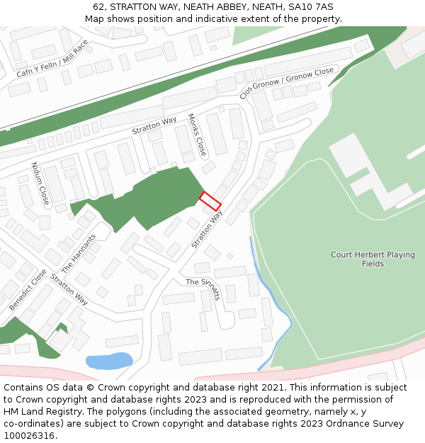 62, STRATTON WAY, NEATH ABBEY, NEATH, SA10 7AS: Location map and indicative extent of plot