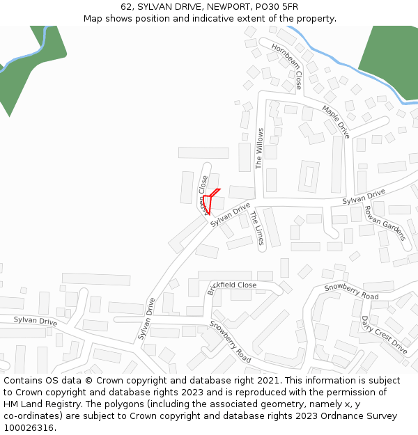 62, SYLVAN DRIVE, NEWPORT, PO30 5FR: Location map and indicative extent of plot