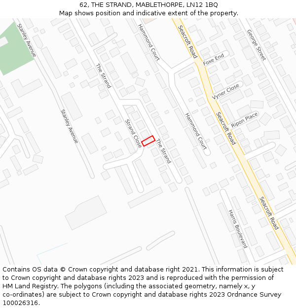 62, THE STRAND, MABLETHORPE, LN12 1BQ: Location map and indicative extent of plot