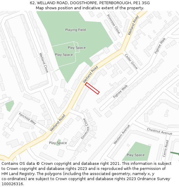 62, WELLAND ROAD, DOGSTHORPE, PETERBOROUGH, PE1 3SG: Location map and indicative extent of plot