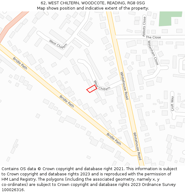 62, WEST CHILTERN, WOODCOTE, READING, RG8 0SG: Location map and indicative extent of plot