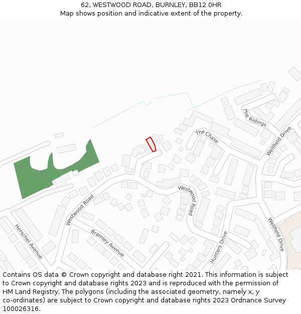 62, WESTWOOD ROAD, BURNLEY, BB12 0HR: Location map and indicative extent of plot