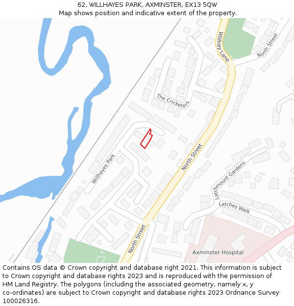 62, WILLHAYES PARK, AXMINSTER, EX13 5QW: Location map and indicative extent of plot