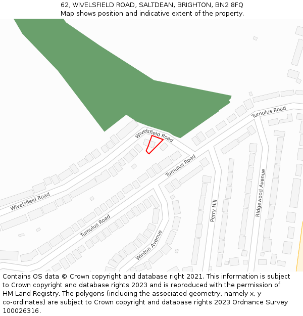 62, WIVELSFIELD ROAD, SALTDEAN, BRIGHTON, BN2 8FQ: Location map and indicative extent of plot