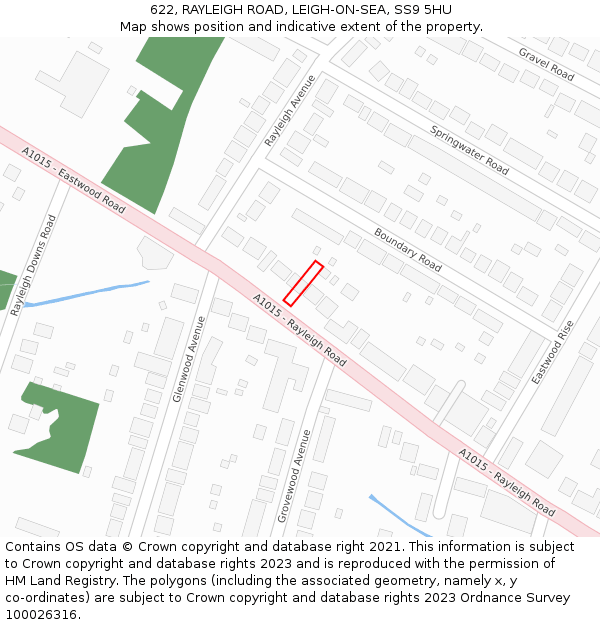 622, RAYLEIGH ROAD, LEIGH-ON-SEA, SS9 5HU: Location map and indicative extent of plot