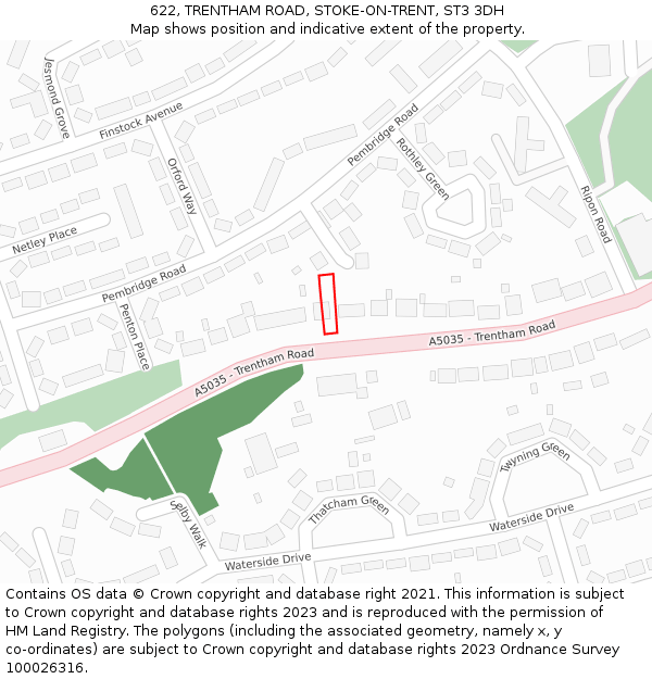 622, TRENTHAM ROAD, STOKE-ON-TRENT, ST3 3DH: Location map and indicative extent of plot