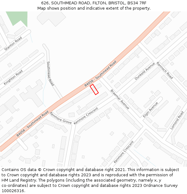 626, SOUTHMEAD ROAD, FILTON, BRISTOL, BS34 7RF: Location map and indicative extent of plot