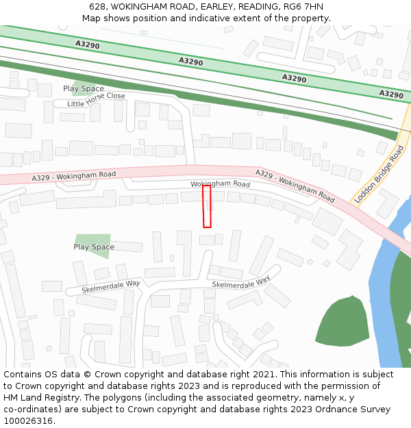 628, WOKINGHAM ROAD, EARLEY, READING, RG6 7HN: Location map and indicative extent of plot
