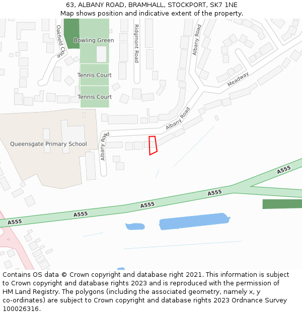63, ALBANY ROAD, BRAMHALL, STOCKPORT, SK7 1NE: Location map and indicative extent of plot