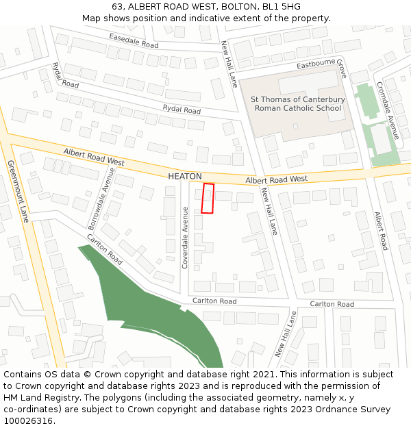 63, ALBERT ROAD WEST, BOLTON, BL1 5HG: Location map and indicative extent of plot