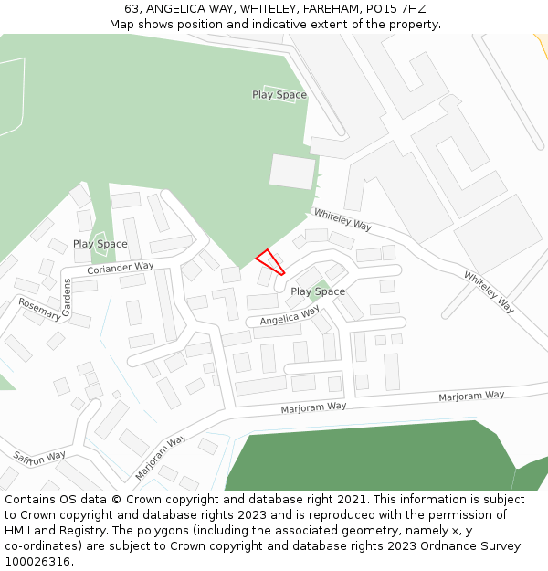 63, ANGELICA WAY, WHITELEY, FAREHAM, PO15 7HZ: Location map and indicative extent of plot