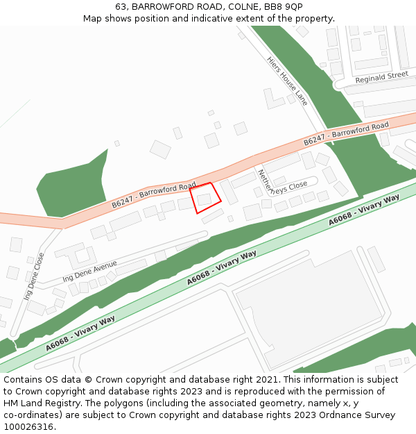 63, BARROWFORD ROAD, COLNE, BB8 9QP: Location map and indicative extent of plot