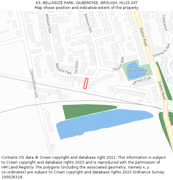 63, BELLASIZE PARK, GILBERDYKE, BROUGH, HU15 2XT: Location map and indicative extent of plot