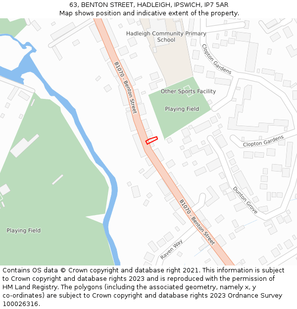 63, BENTON STREET, HADLEIGH, IPSWICH, IP7 5AR: Location map and indicative extent of plot