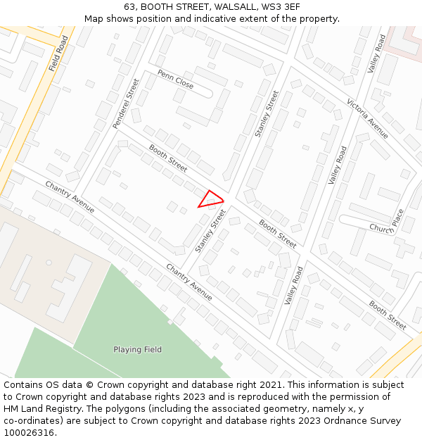 63, BOOTH STREET, WALSALL, WS3 3EF: Location map and indicative extent of plot