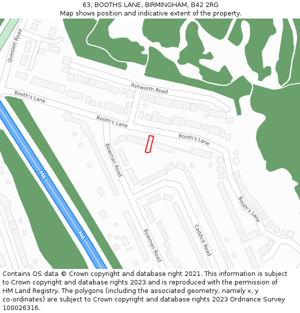 63, BOOTHS LANE, BIRMINGHAM, B42 2RG: Location map and indicative extent of plot