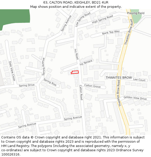 63, CALTON ROAD, KEIGHLEY, BD21 4UR: Location map and indicative extent of plot