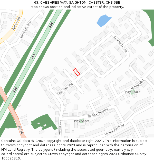 63, CHESHIRES WAY, SAIGHTON, CHESTER, CH3 6BB: Location map and indicative extent of plot