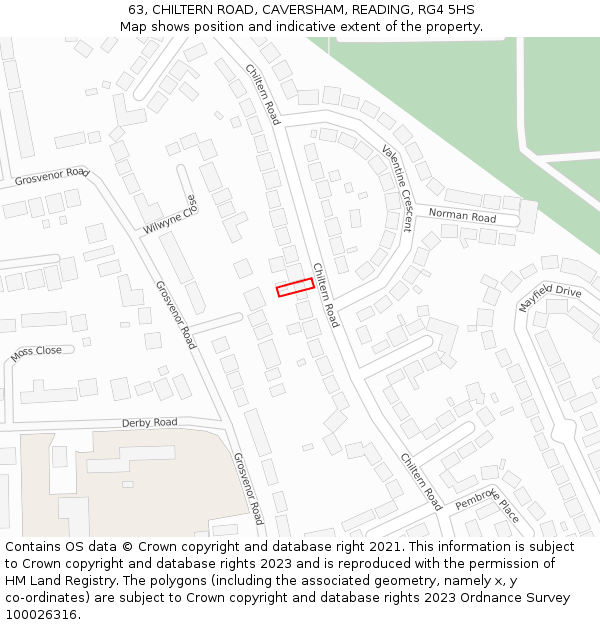 63, CHILTERN ROAD, CAVERSHAM, READING, RG4 5HS: Location map and indicative extent of plot