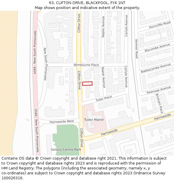 63, CLIFTON DRIVE, BLACKPOOL, FY4 1NT: Location map and indicative extent of plot