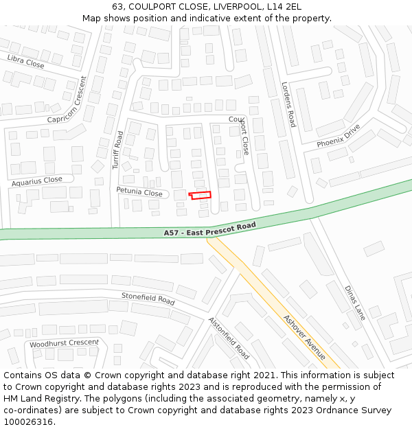 63, COULPORT CLOSE, LIVERPOOL, L14 2EL: Location map and indicative extent of plot