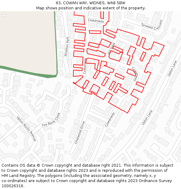 63, COWAN WAY, WIDNES, WA8 5BW: Location map and indicative extent of plot