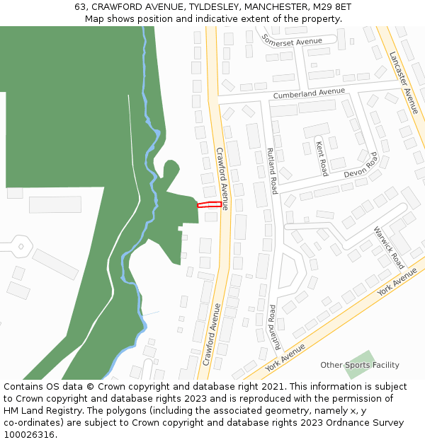 63, CRAWFORD AVENUE, TYLDESLEY, MANCHESTER, M29 8ET: Location map and indicative extent of plot