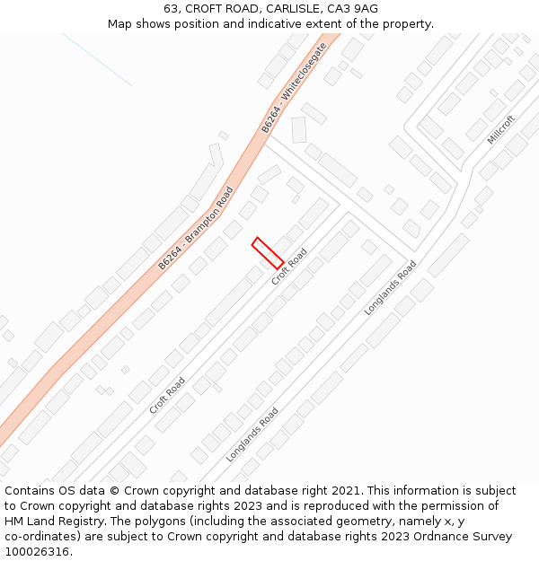 63, CROFT ROAD, CARLISLE, CA3 9AG: Location map and indicative extent of plot