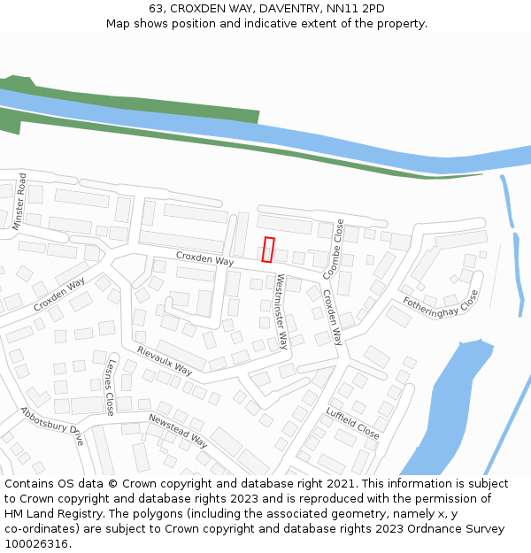 63, CROXDEN WAY, DAVENTRY, NN11 2PD: Location map and indicative extent of plot