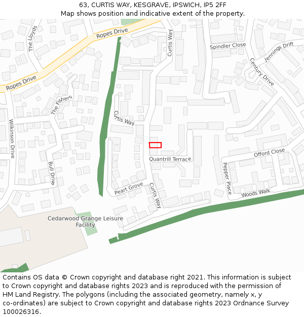 63, CURTIS WAY, KESGRAVE, IPSWICH, IP5 2FF: Location map and indicative extent of plot