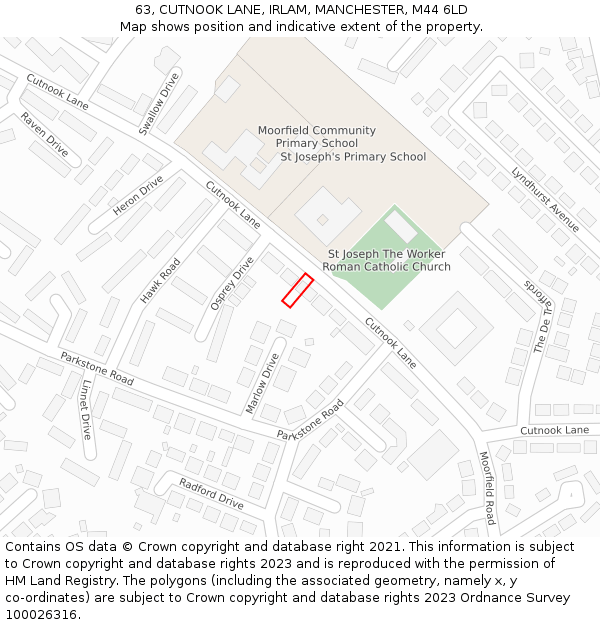 63, CUTNOOK LANE, IRLAM, MANCHESTER, M44 6LD: Location map and indicative extent of plot