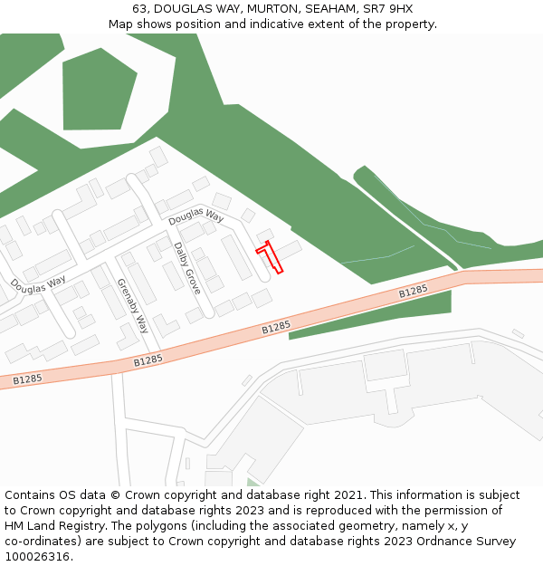 63, DOUGLAS WAY, MURTON, SEAHAM, SR7 9HX: Location map and indicative extent of plot