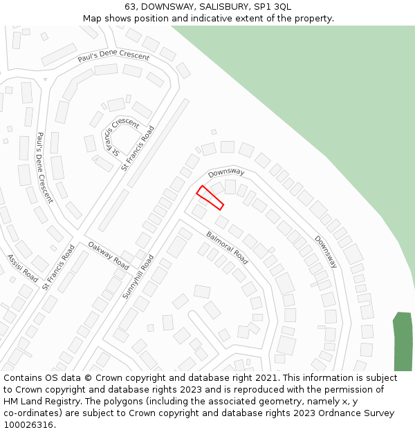 63, DOWNSWAY, SALISBURY, SP1 3QL: Location map and indicative extent of plot
