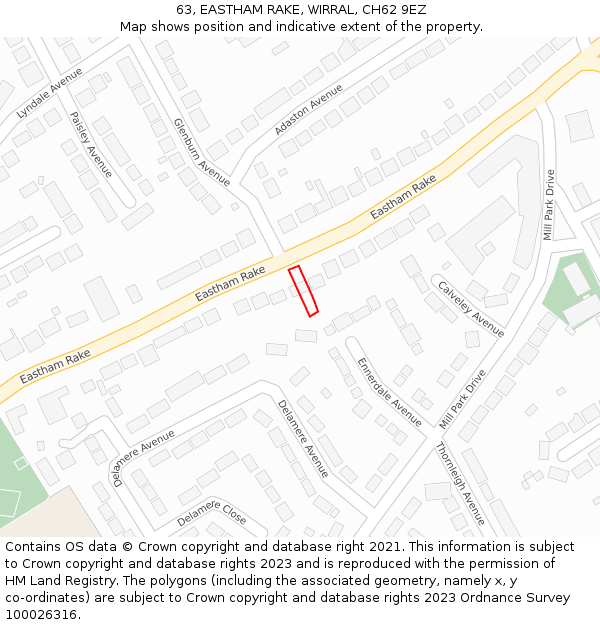 63, EASTHAM RAKE, WIRRAL, CH62 9EZ: Location map and indicative extent of plot