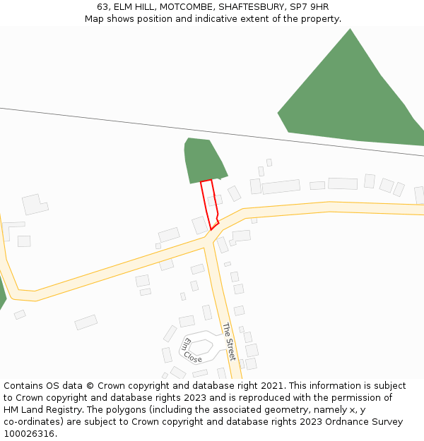 63, ELM HILL, MOTCOMBE, SHAFTESBURY, SP7 9HR: Location map and indicative extent of plot