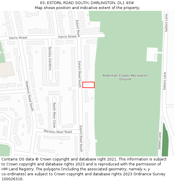 63, ESTORIL ROAD SOUTH, DARLINGTON, DL1 4SW: Location map and indicative extent of plot