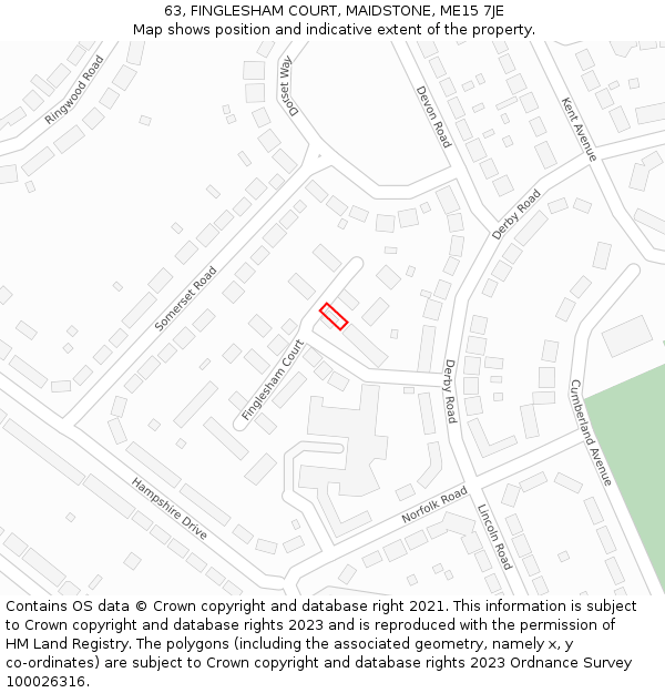 63, FINGLESHAM COURT, MAIDSTONE, ME15 7JE: Location map and indicative extent of plot