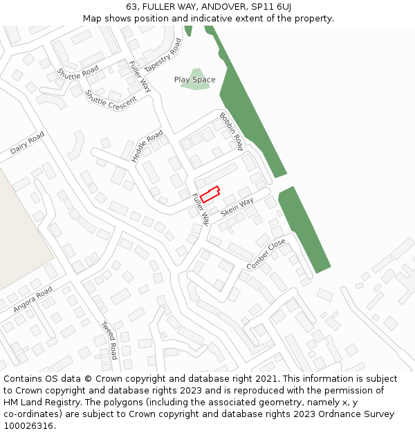 63, FULLER WAY, ANDOVER, SP11 6UJ: Location map and indicative extent of plot