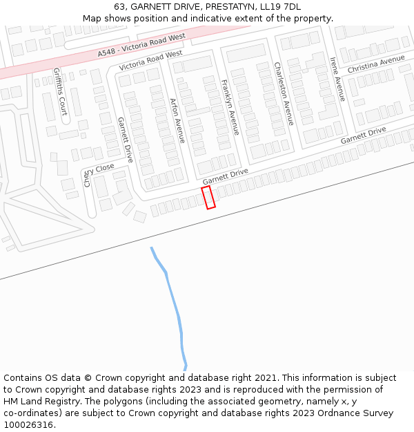 63, GARNETT DRIVE, PRESTATYN, LL19 7DL: Location map and indicative extent of plot