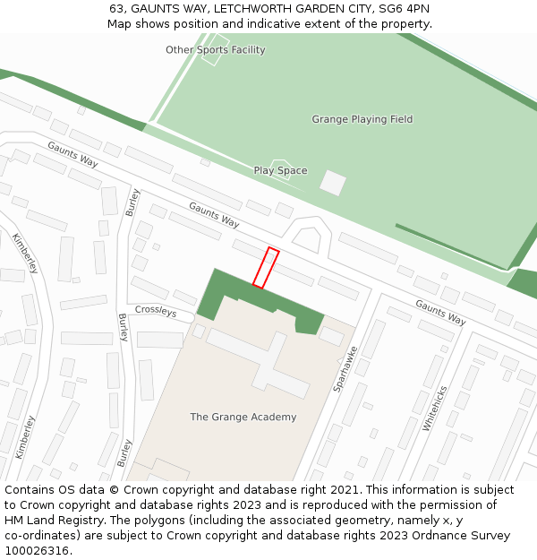 63, GAUNTS WAY, LETCHWORTH GARDEN CITY, SG6 4PN: Location map and indicative extent of plot