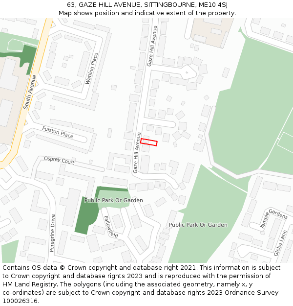 63, GAZE HILL AVENUE, SITTINGBOURNE, ME10 4SJ: Location map and indicative extent of plot