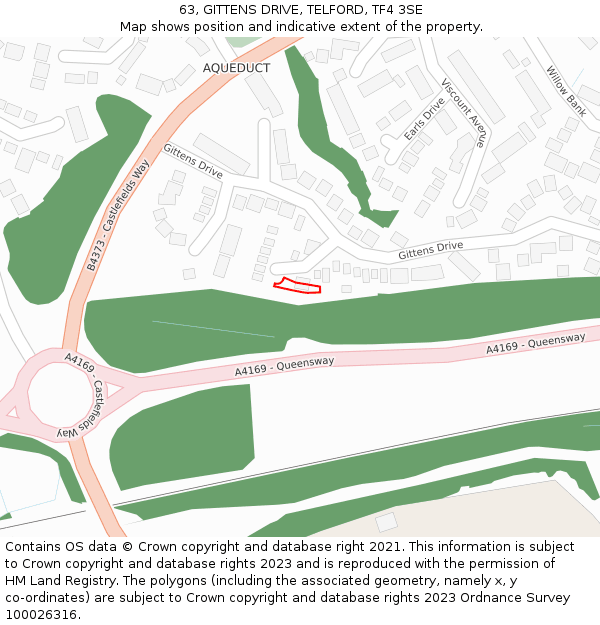 63, GITTENS DRIVE, TELFORD, TF4 3SE: Location map and indicative extent of plot