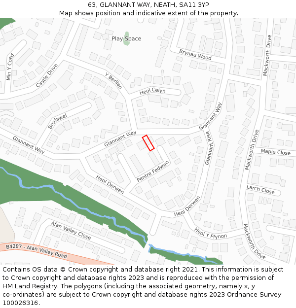 63, GLANNANT WAY, NEATH, SA11 3YP: Location map and indicative extent of plot