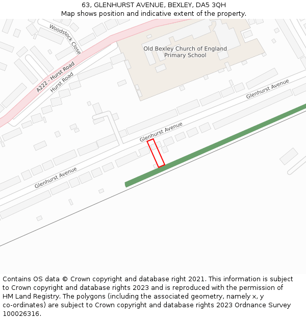 63, GLENHURST AVENUE, BEXLEY, DA5 3QH: Location map and indicative extent of plot