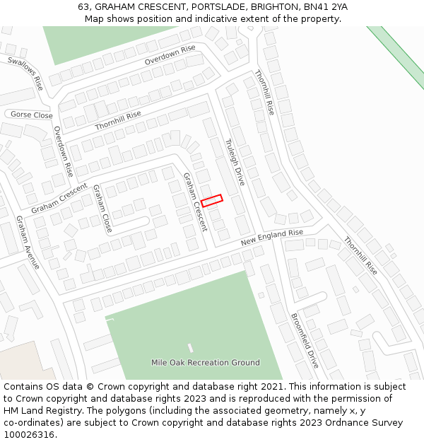 63, GRAHAM CRESCENT, PORTSLADE, BRIGHTON, BN41 2YA: Location map and indicative extent of plot