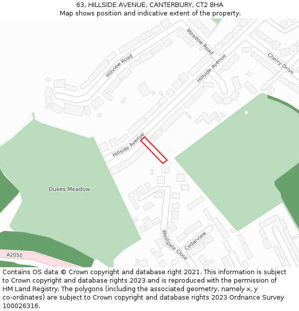 63, HILLSIDE AVENUE, CANTERBURY, CT2 8HA: Location map and indicative extent of plot