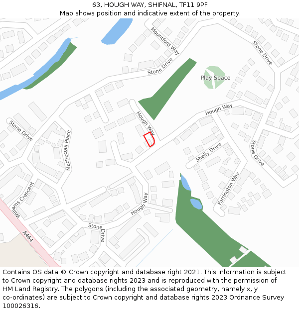 63, HOUGH WAY, SHIFNAL, TF11 9PF: Location map and indicative extent of plot