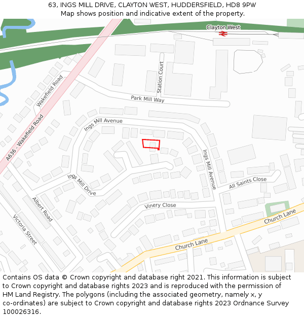 63, INGS MILL DRIVE, CLAYTON WEST, HUDDERSFIELD, HD8 9PW: Location map and indicative extent of plot